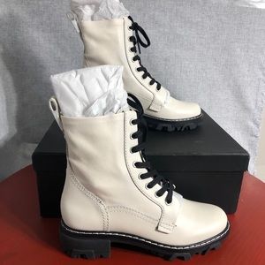 Rag & Bone Shiloh Antique White Women's Size 8 Shoes Leather Lace Up Combat Boot